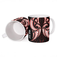 Maori Rugby Custom Ngaru Mangopare Ceramic Mug Black Red Whetu Niho Taniwha Motif LT9 - Polynesian Pride