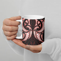 Maori Rugby Custom Ngaru Mangopare Ceramic Mug Black Red Whetu Niho Taniwha Motif LT9 - Polynesian Pride