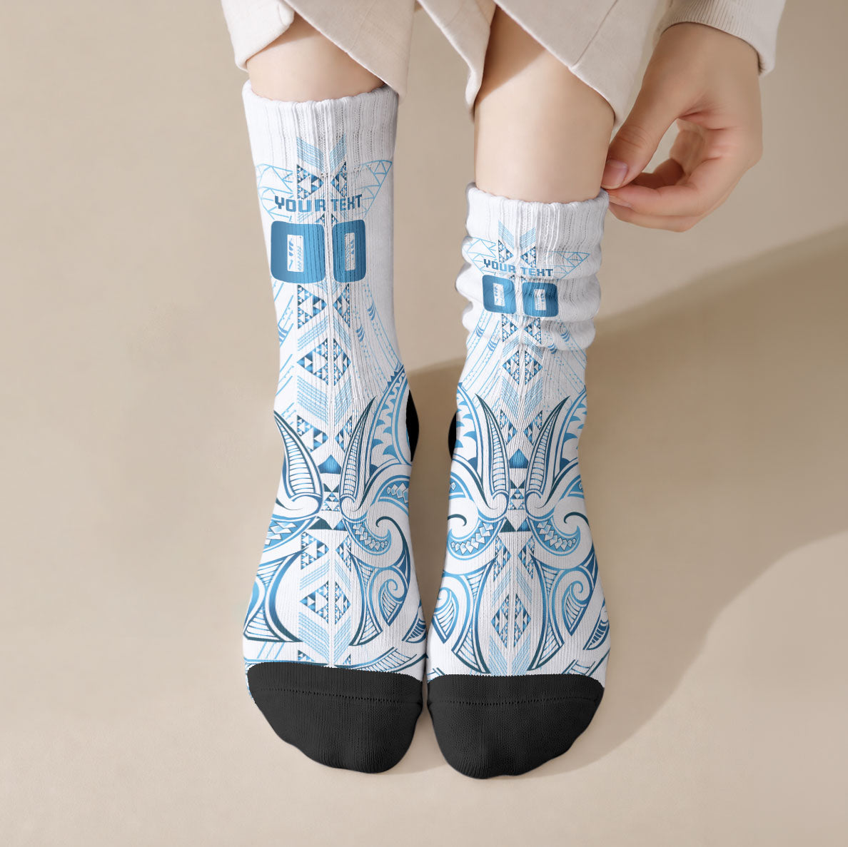 Maori Rugby Custom Ngaru Mangopare Crew Socks Kahui Whetu Niho Taniwha Motif LT9 Crew Socks Galaxy - Polynesian Pride