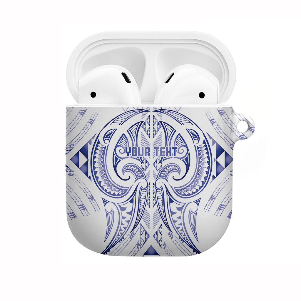 Maori Rugby Custom Ngaru Mangopare AirPods Case Kikorangi Niho Taniwha Motif LT9 Blue - Polynesian Pride