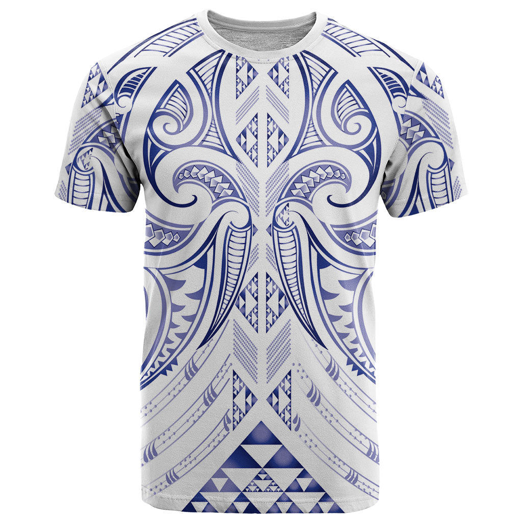 Maori Rugby Custom Ngaru Mangopare T Shirt Kikorangi Niho Taniwha Motif LT9 Blue - Polynesian Pride