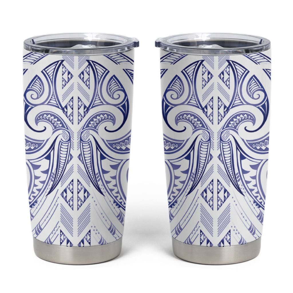 Maori Rugby Custom Ngaru Mangopare Tumbler Cup Kikorangi Niho Taniwha Motif LT9 Blue - Polynesian Pride
