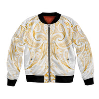 Maori Rugby Custom Ngaru Mangopare Bomber Jacket Koura Niho Taniwha Motif LT9 Unisex Gold - Polynesian Pride