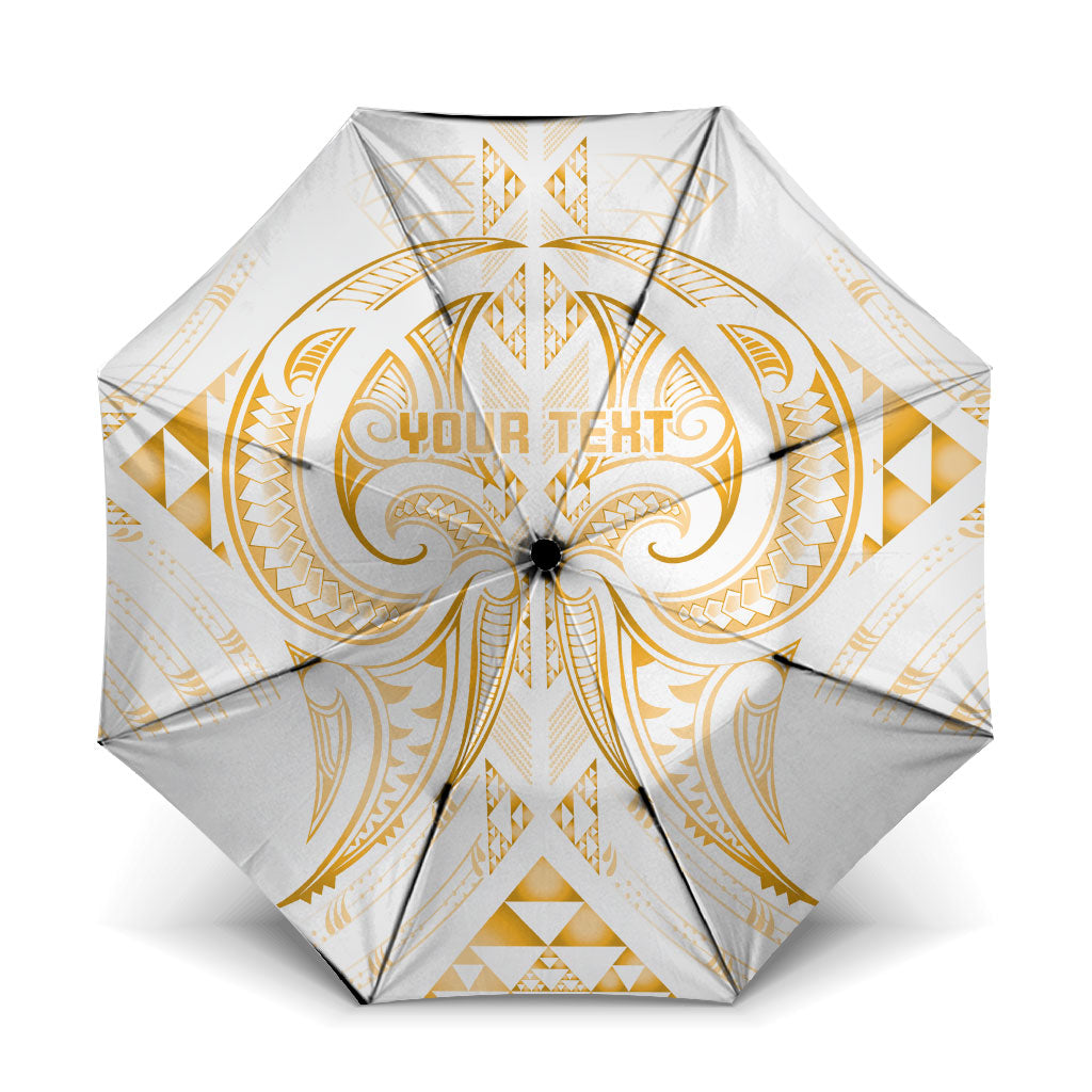 Maori Rugby Custom Ngaru Mangopare Umbrella Koura Niho Taniwha Motif LT9 One Size Folded 11.42 inch Opened Diameter 37.4 inch Gold - Polynesian Pride