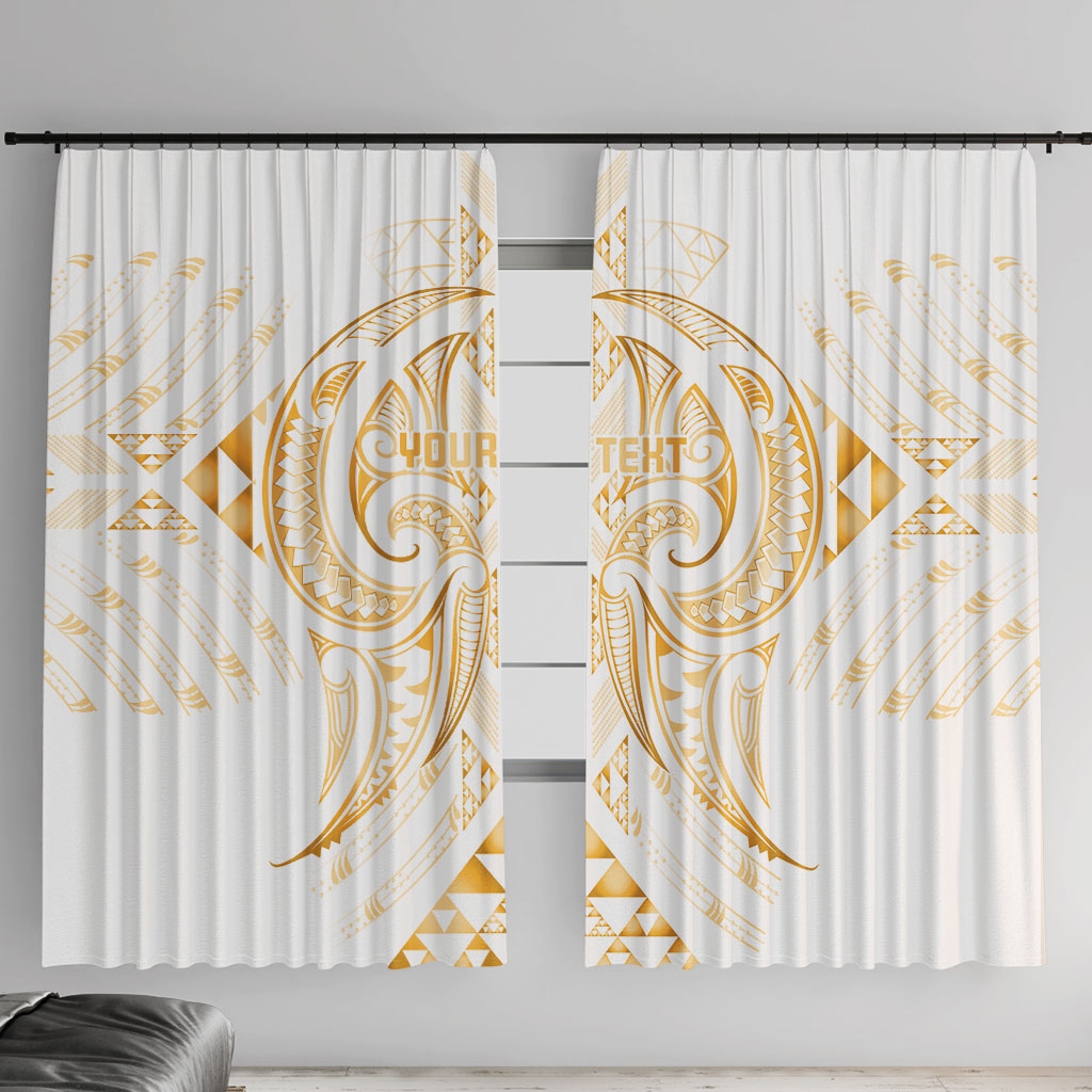 Maori Rugby Custom Ngaru Mangopare Window Curtain Koura Niho Taniwha Motif LT9 With Hooks Gold - Polynesian Pride