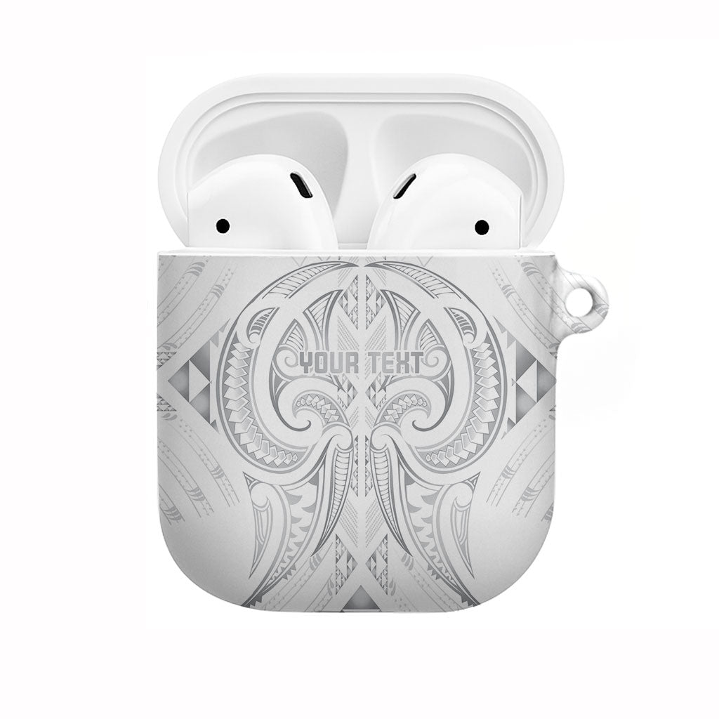 Maori Rugby Custom Ngaru Mangopare AirPods Case Kiwikiwi Niho Taniwha Motif LT9 Grey - Polynesian Pride