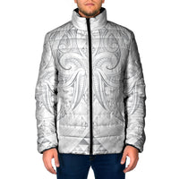 Maori Rugby Custom Ngaru Mangopare Padded Jacket Kiwikiwi Niho Taniwha Motif LT9 Men Grey - Polynesian Pride