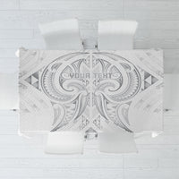Maori Rugby Custom Ngaru Mangopare Tablecloth Kiwikiwi Niho Taniwha Motif LT9 Grey - Polynesian Pride