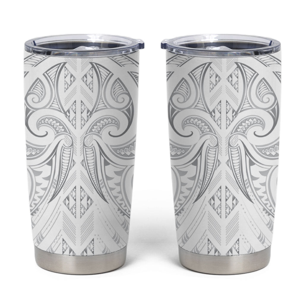 Maori Rugby Custom Ngaru Mangopare Tumbler Cup Kiwikiwi Niho Taniwha Motif LT9 Grey - Polynesian Pride