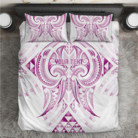 Maori Rugby Custom Ngaru Mangopare Bedding Set Mawhero Niho Taniwha Motif LT9 Pink - Polynesian Pride