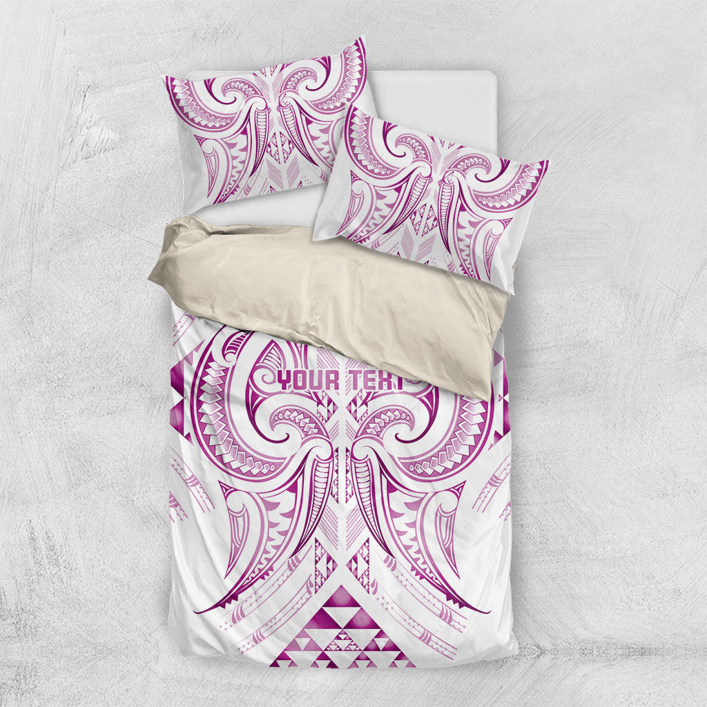 Maori Rugby Custom Ngaru Mangopare Bedding Set Mawhero Niho Taniwha Motif LT9 US Twin 172cm x 218cm Pink - Polynesian Pride