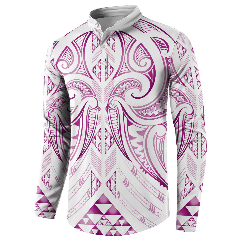 Maori Rugby Custom Ngaru Mangopare Button Sweatshirt Mawhero Niho Taniwha Motif LT9 - Polynesian Pride