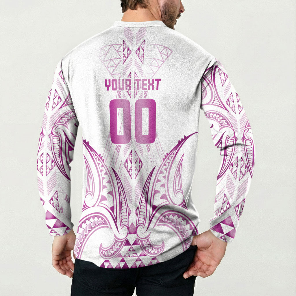 Maori Rugby Custom Ngaru Mangopare Button Sweatshirt Mawhero Niho Taniwha Motif LT9 - Polynesian Pride