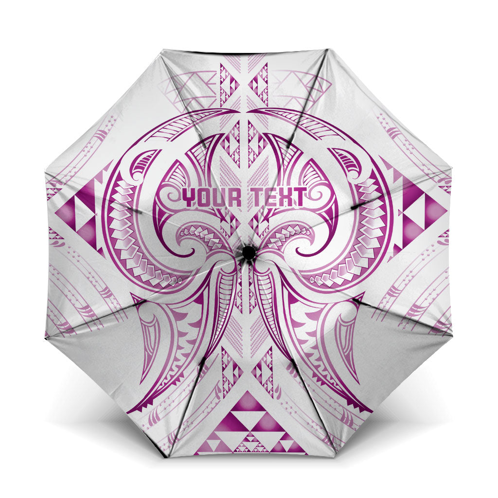 Maori Rugby Custom Ngaru Mangopare Umbrella Mawhero Niho Taniwha Motif LT9 One Size Folded 11.42 inch Opened Diameter 37.4 inch Pink - Polynesian Pride