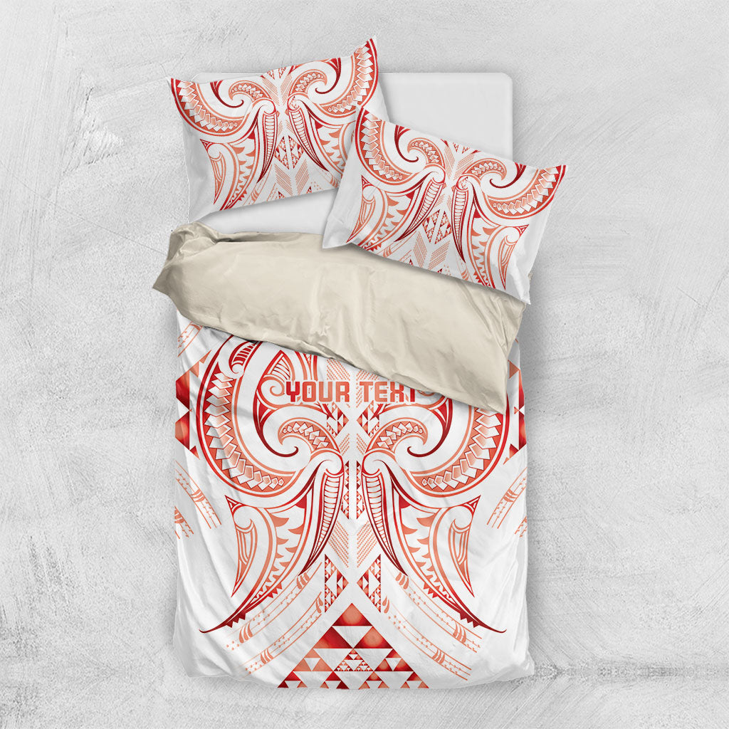 Maori Rugby Custom Ngaru Mangopare Bedding Set Whero Niho Taniwha Motif LT9 US Twin 172cm x 218cm Red - Polynesian Pride