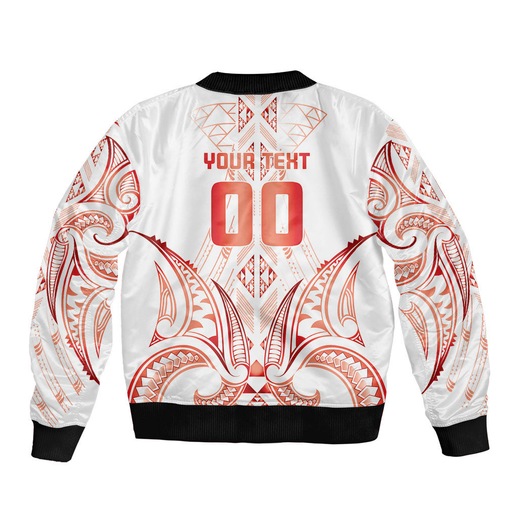 Maori Rugby Custom Ngaru Mangopare Bomber Jacket Whero Niho Taniwha Motif LT9 - Polynesian Pride