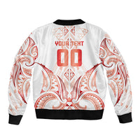 Maori Rugby Custom Ngaru Mangopare Bomber Jacket Whero Niho Taniwha Motif LT9 - Polynesian Pride