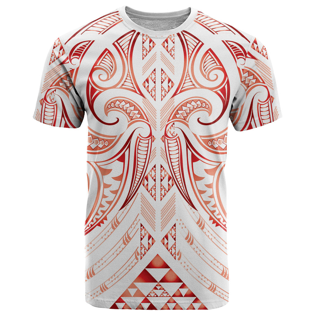 Maori Rugby Custom Ngaru Mangopare T Shirt Whero Niho Taniwha Motif LT9 Red - Polynesian Pride