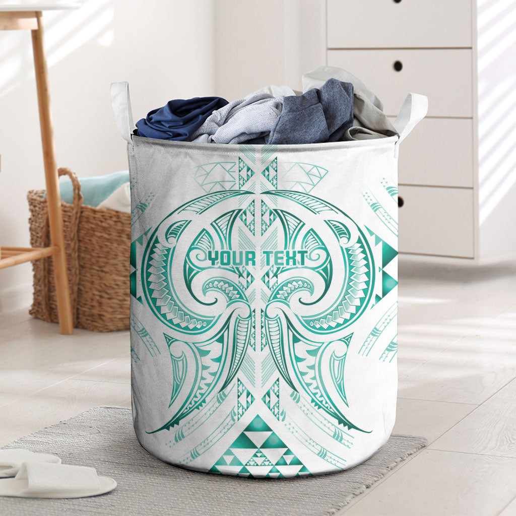 Maori Rugby Custom Ngaru Mangopare Laundry Basket Karikiorangi Taniwha Motif LT9 Turquoise - Polynesian Pride