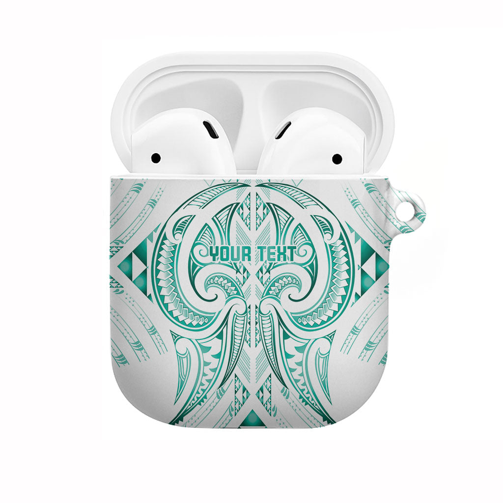 Maori Rugby Custom Ngaru Mangopare AirPods Case Karikiorangi Taniwha Motif LT9 Turquoise - Polynesian Pride