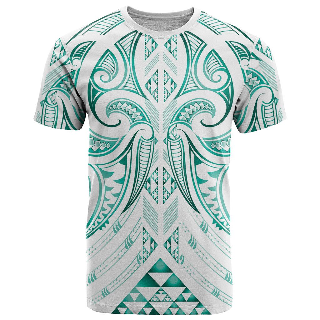 Maori Rugby Custom Ngaru Mangopare T Shirt Karikiorangi Taniwha Motif LT9 Turquoise - Polynesian Pride