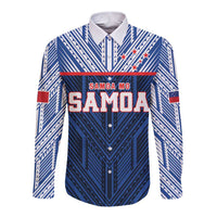 Custom Rugby Toa Samoa Long Sleeve Button Shirt Samoa mo Samoa Island Warrior Pride - Polynesian Pride
