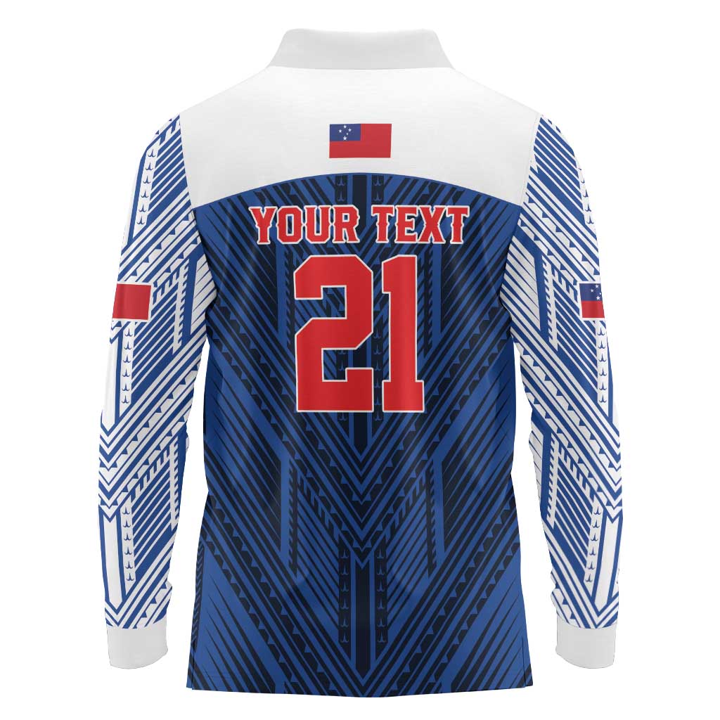 Custom Rugby Toa Samoa Long Sleeve Polo Shirt Samoa mo Samoa Island Warrior Pride - Polynesian Pride