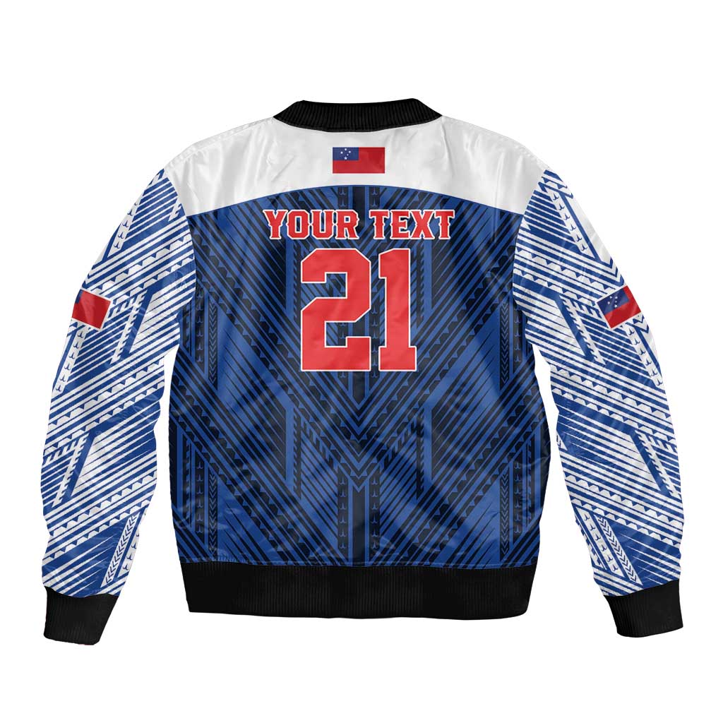 Custom Rugby Toa Samoa Sleeve Zip Bomber Jacket Samoa mo Samoa Island Warrior Pride - Polynesian Pride