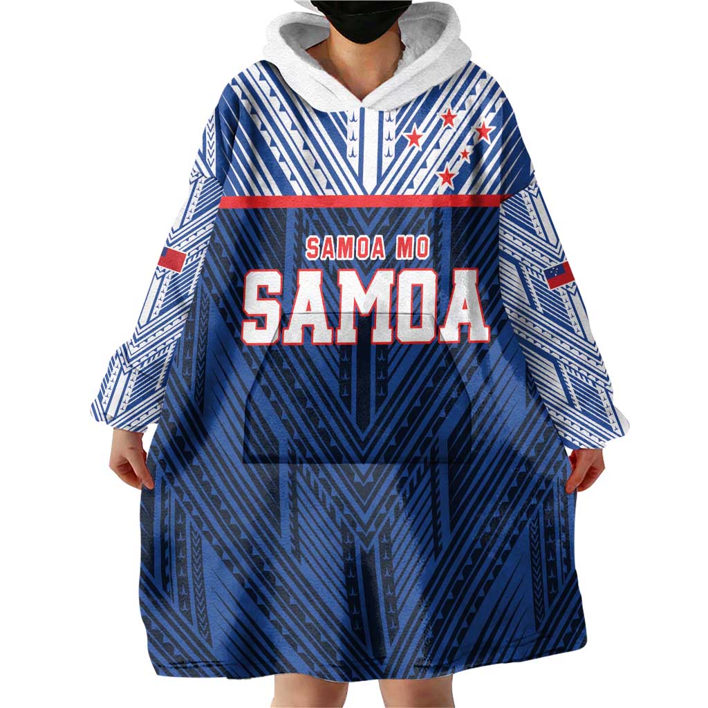 Custom Rugby Toa Samoa Wearable Blanket Hoodie Samoa mo Samoa Island Warrior Pride - Polynesian Pride
