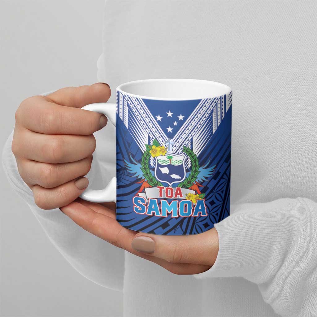 Custom Rugby Toa Samoa Ceramic Mug Samoa mo Samoa Strength in Tatau - Polynesian Pride