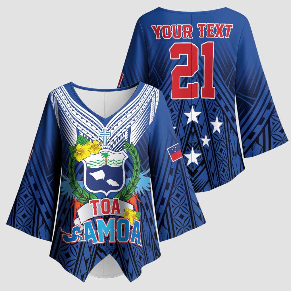 Custom Rugby Toa Samoa Kimono Sleeve Blouse Samoa mo Samoa Strength in Tatau - Polynesian Pride