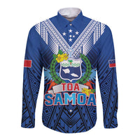 Custom Rugby Toa Samoa Long Sleeve Button Shirt Samoa mo Samoa Strength in Tatau - Polynesian Pride