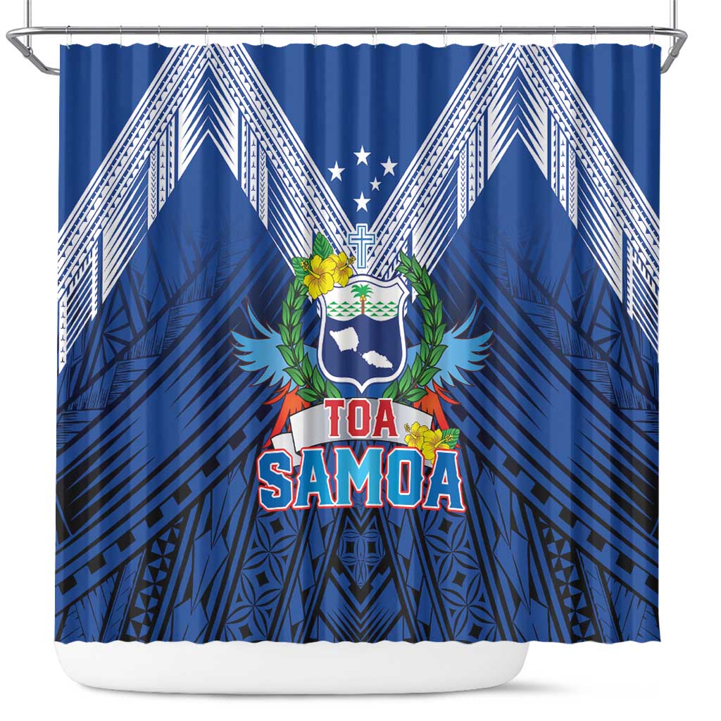 Rugby Toa Samoa Shower Curtain Samoa mo Samoa Strength in Tatau - Polynesian Pride