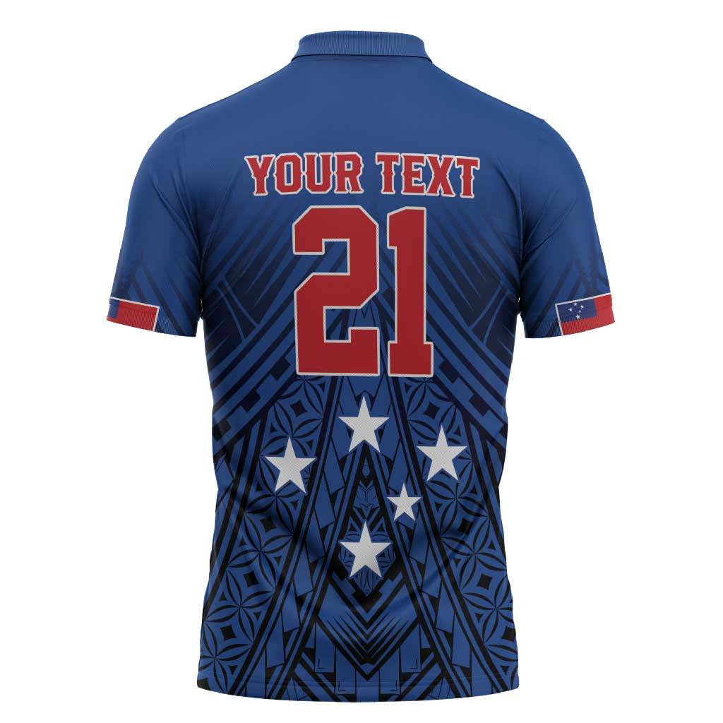 Custom Rugby Toa Samoa Zipper Polo Shirt Samoa mo Samoa Strength in Tatau - Polynesian Pride