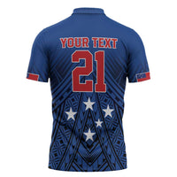 Custom Rugby Toa Samoa Zipper Polo Shirt Samoa mo Samoa Strength in Tatau - Polynesian Pride