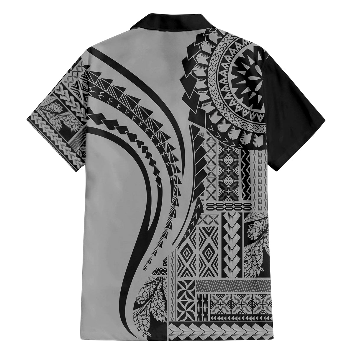 Samoa Siapo Arty Family Matching Off Shoulder Long Sleeve Dress and Hawaiian Shirt Black Style LT9 - Polynesian Pride