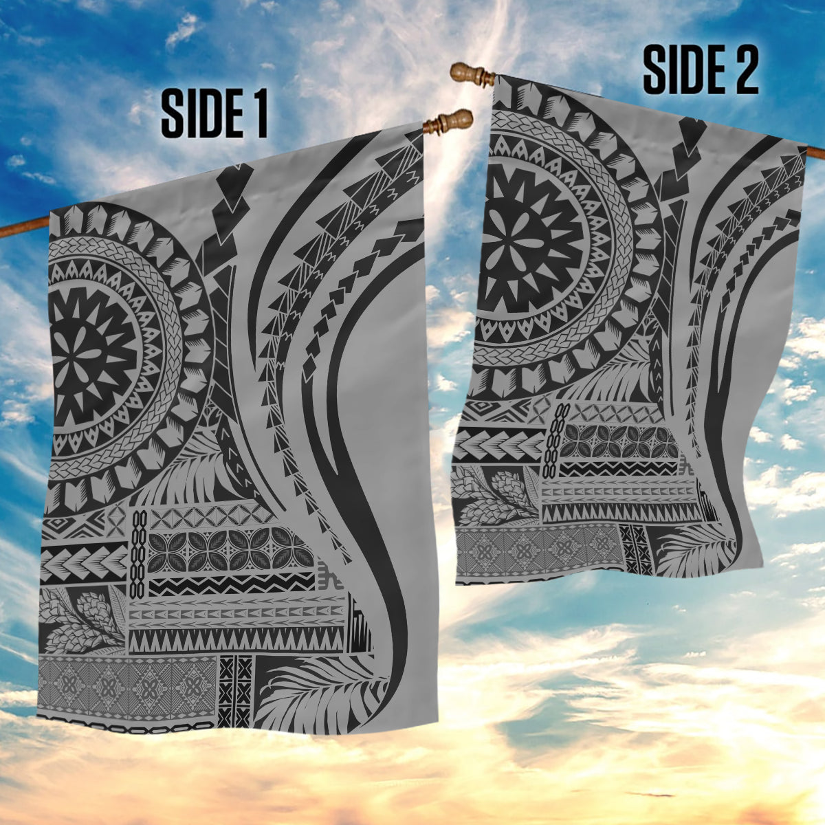 Samoa Siapo Arty Garden Flag Black Style LT9 - Polynesian Pride