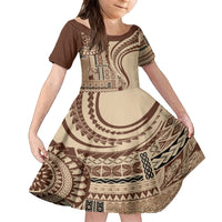 Samoa Siapo Arty Kid Short Sleeve Dress Brown Style LT9 KID Brown - Polynesian Pride