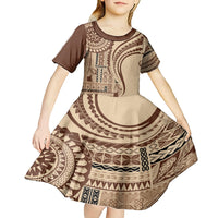 Samoa Siapo Arty Kid Short Sleeve Dress Brown Style LT9 - Polynesian Pride