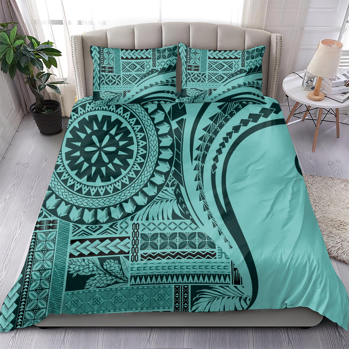 Samoa Siapo Arty Bedding Set Turquoise Style LT9 - Polynesian Pride