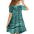 Samoa Siapo Arty Family Matching Off Shoulder Long Sleeve Dress and Hawaiian Shirt Turquoise Style LT9 - Polynesian Pride