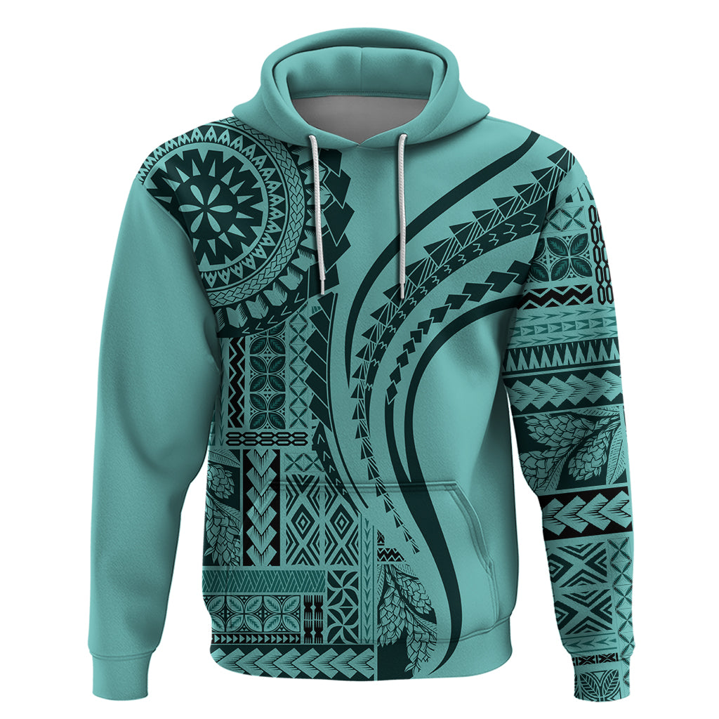 Samoa Siapo Arty Hoodie Turquoise Style LT9 Turquoise - Polynesian Pride