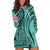 Samoa Siapo Arty Hoodie Dress Turquoise Style LT9 Turquoise - Polynesian Pride