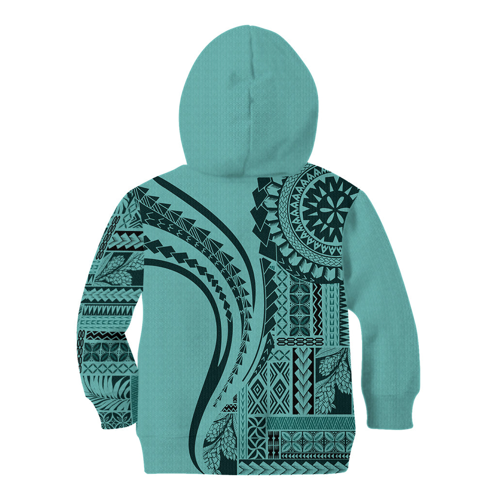 Samoa Siapo Arty Kid Hoodie Turquoise Style LT9 - Polynesian Pride