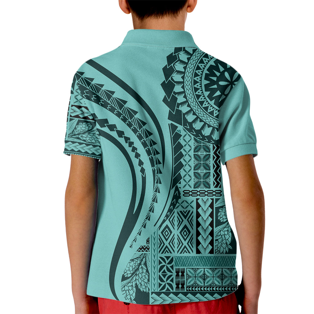 Samoa Siapo Arty Kid Polo Shirt Turquoise Style LT9 - Polynesian Pride
