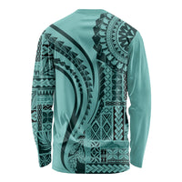 Samoa Siapo Arty Long Sleeve Shirt Turquoise Style LT9 - Polynesian Pride