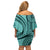 Samoa Siapo Arty Off Shoulder Short Dress Turquoise Style LT9 - Polynesian Pride