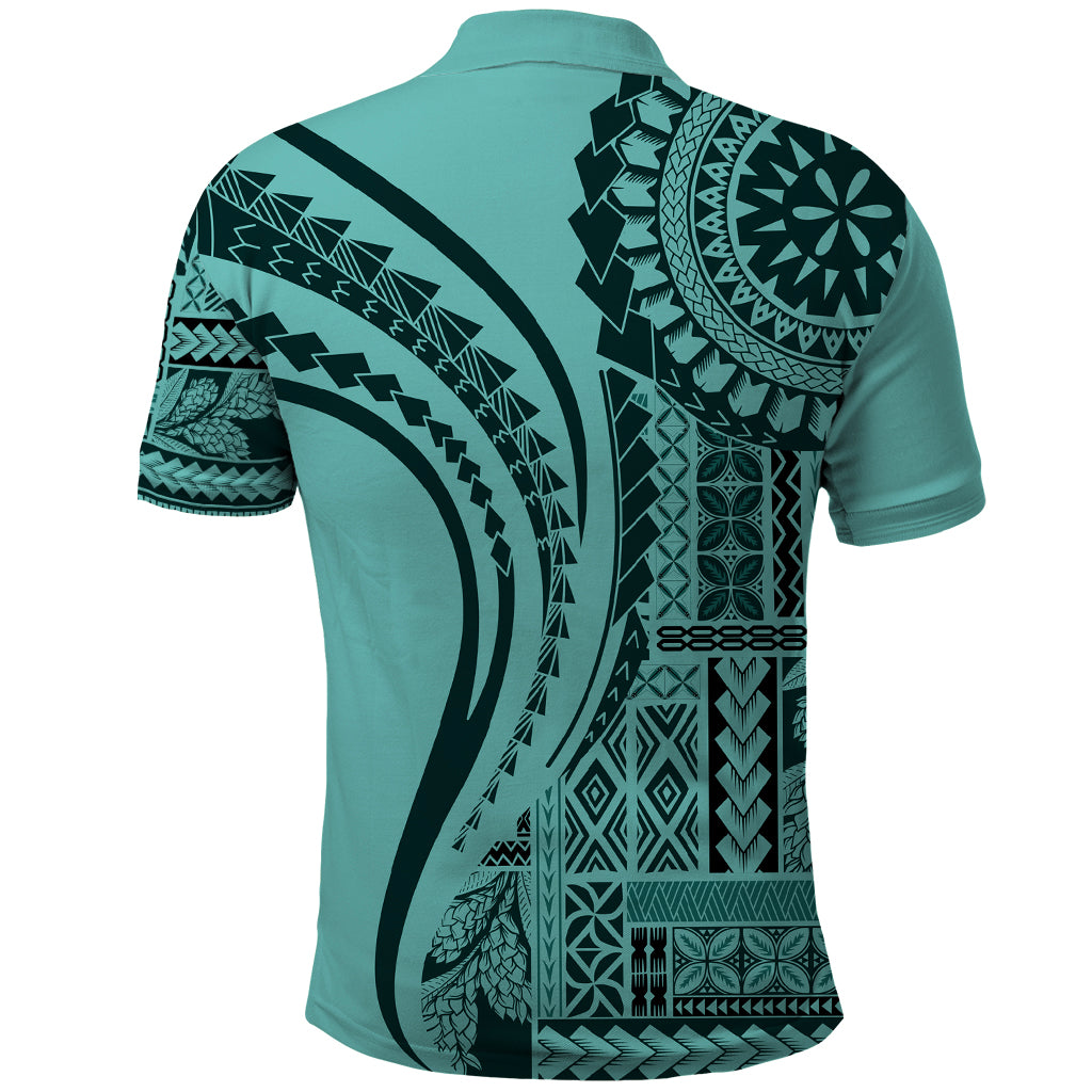 Samoa Siapo Arty Polo Shirt Turquoise Style LT9 - Polynesian Pride