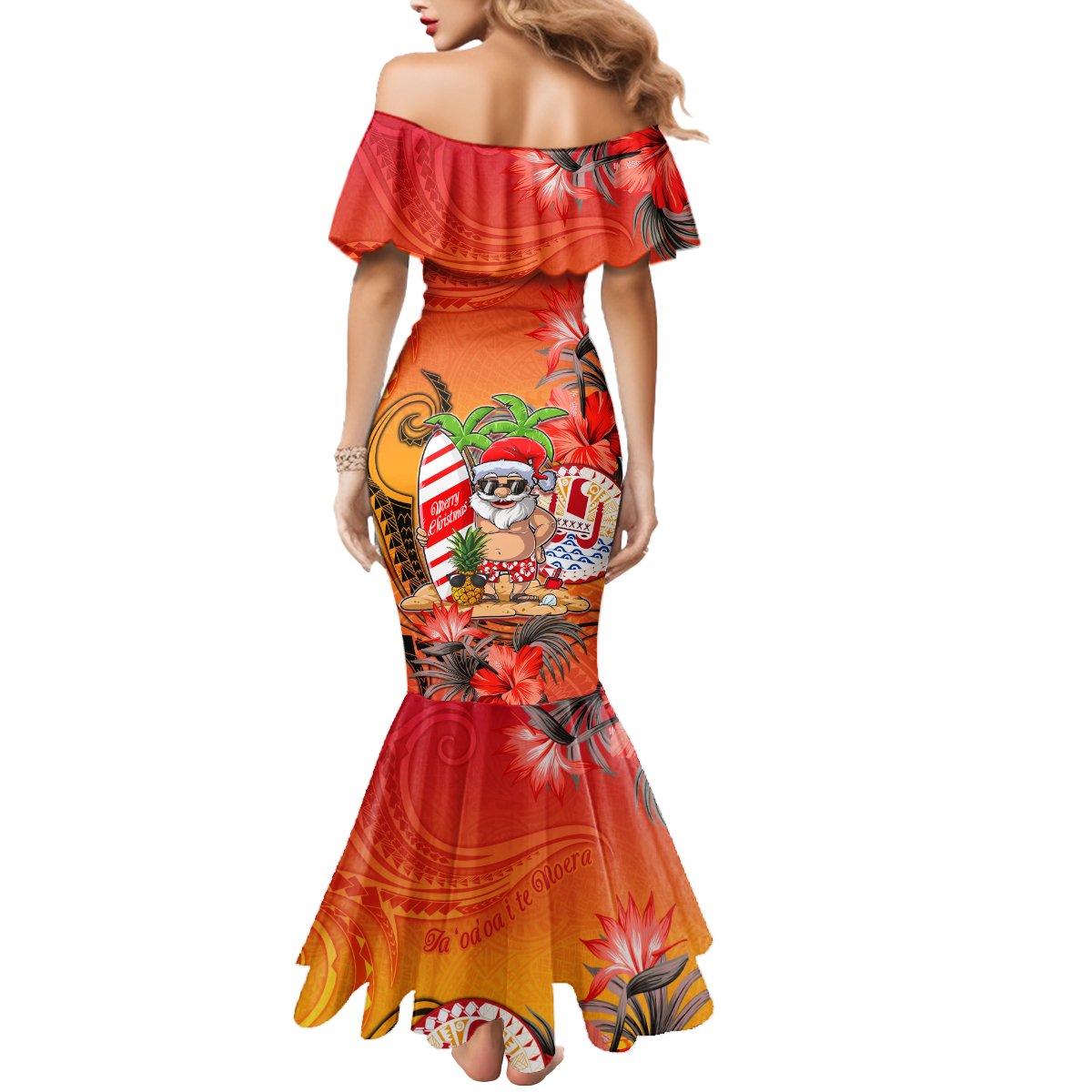 Personalised Wishes in Tahitian Christmas Mermaid Dress French Polynesia Santa Beach LT9 - Polynesian Pride