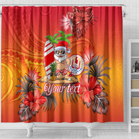 Personalised Wishes in Tahitian Christmas Shower Curtain French Polynesia Santa Beach LT9 - Polynesian Pride